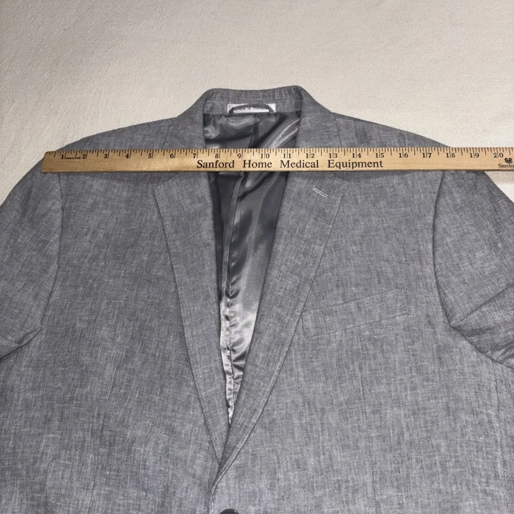 Michael Kors Mens Two Button Grey Blazer Linen Blend Suit Jacket Lightweight 42R